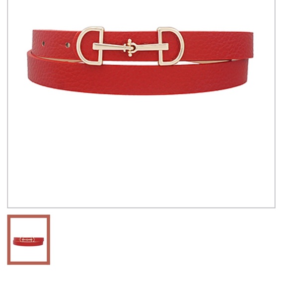 Horse bitElegant Red faux Leather Belt with Gold Buckle - Picture 1 of 3